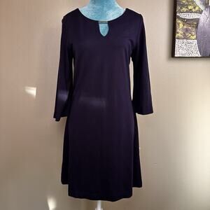 Shagano Dress Women 6 Stretch A-Line above knee Navy scoop neck